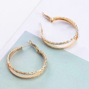 3/$20 Gold Double Hoop Earrings NEW